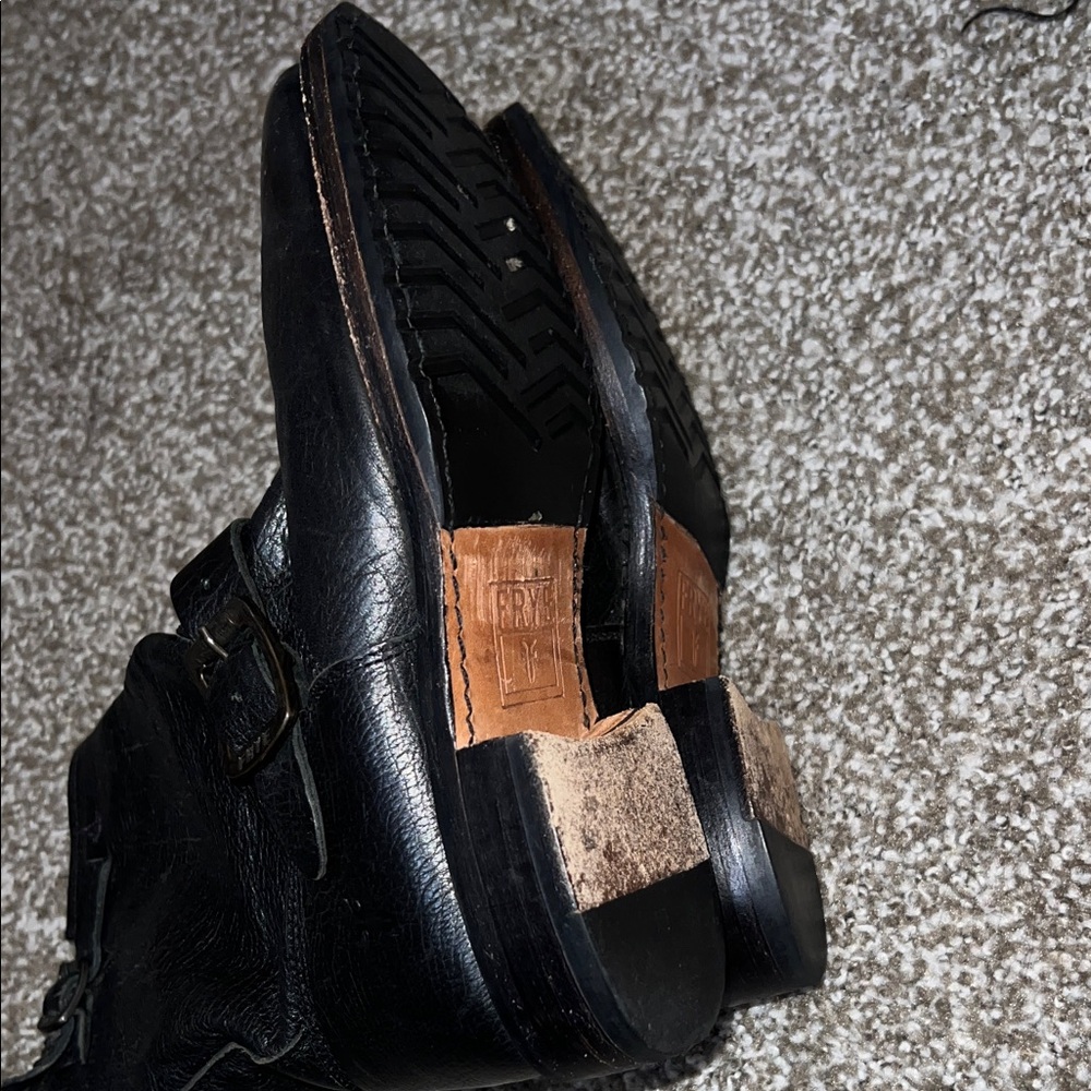 Frye Black Leather Ankle Booties with Buckles - Picture 9 of 16